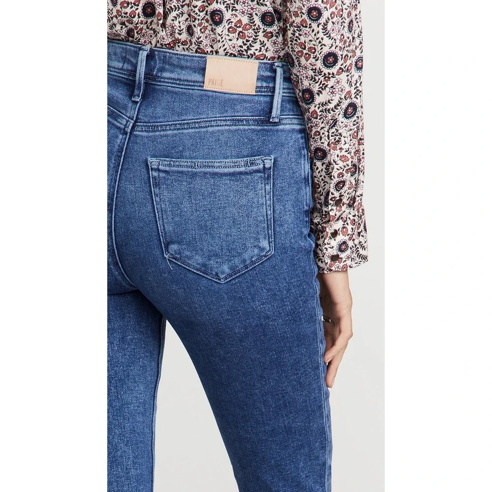 PAIGE Sarah Slim‎ Crop Jeans Size 26 Skysong with Distressed Hem Skinny Straight